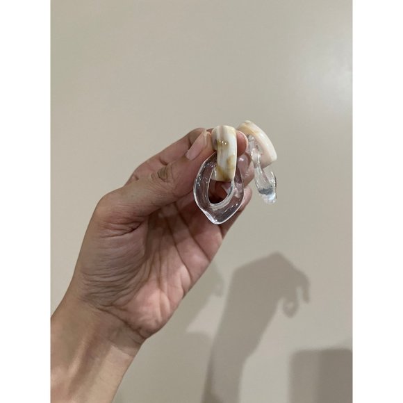 Chunky Clear Acrylic earrings , long clear white earrings , ice cube acrylic - Picture 3 of 7